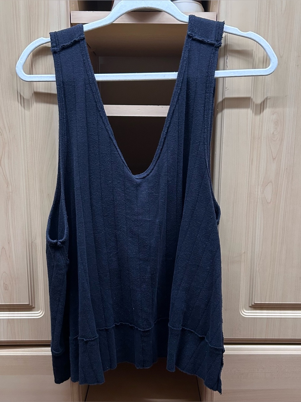 Free People Black V-Neck Swing Tank Criss Cross Back